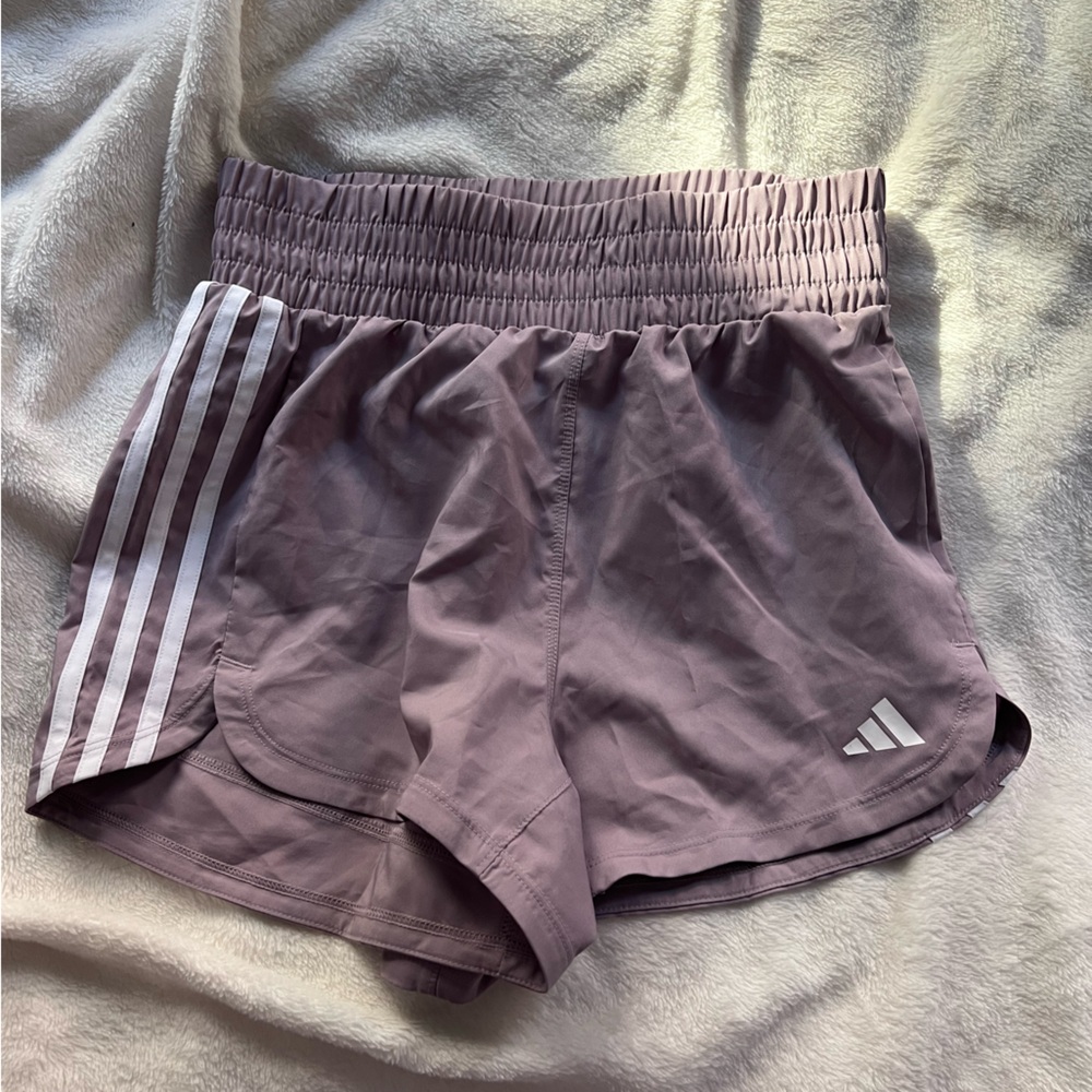adidas Women's Athletic Shorts — Mauve with White Stripes